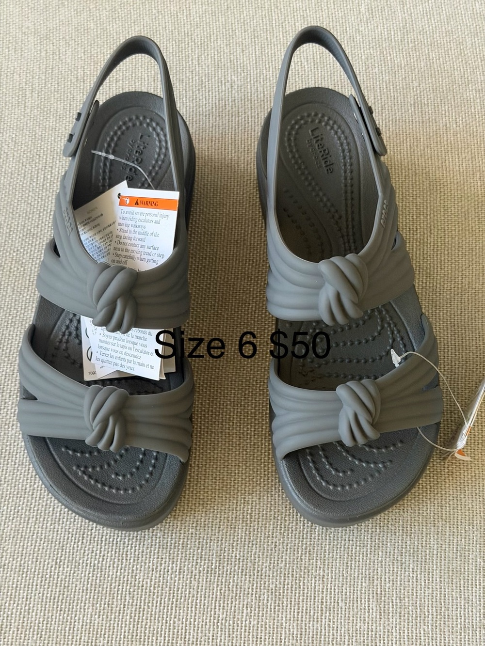 CROCS Women's Knot Strap Sandals in Gray